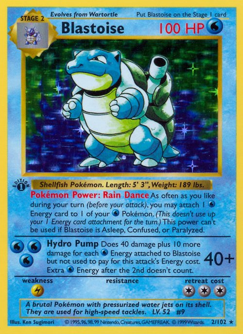 Blastoise 2/102 Base Set Holo Vintage 1999